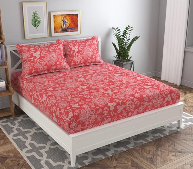 TC Double Floral Bedsheet with 2 Pillow Covers