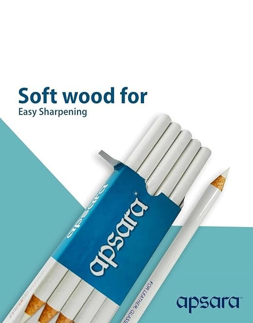 Apsara Glass Marking Pencil White Pack of of 10